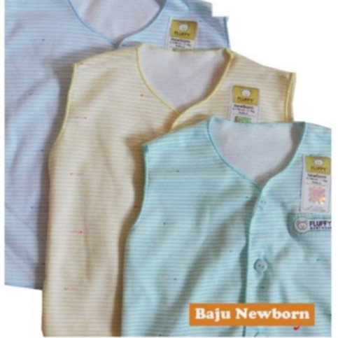 Baju Bayi Kutung Neci Salur Merk Fluffy ( Isi 3 Pcs) BKAN SLF-1