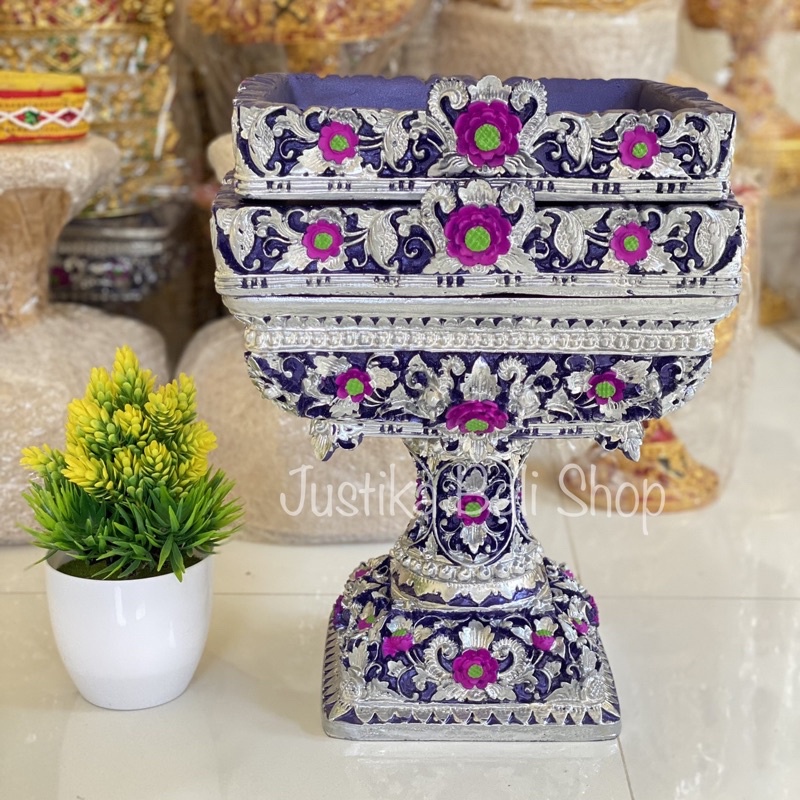 Dulang Kotak Susun 2/ 25 Cm/ Motif Tunjung Sari/ Bahan Fibber Prada Elit