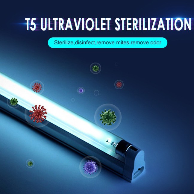 Lcamaw Lampu UV Ultraviolet Sterilizer Virus Bakteri Tungau Germicidal 8W - JP-T5-UV - 7RHXE3WHWhite