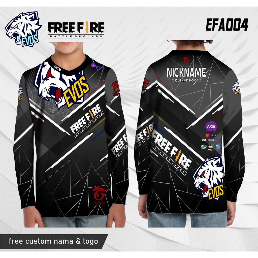 Jersey ff evos anak baju kaos free fire lengan panjang