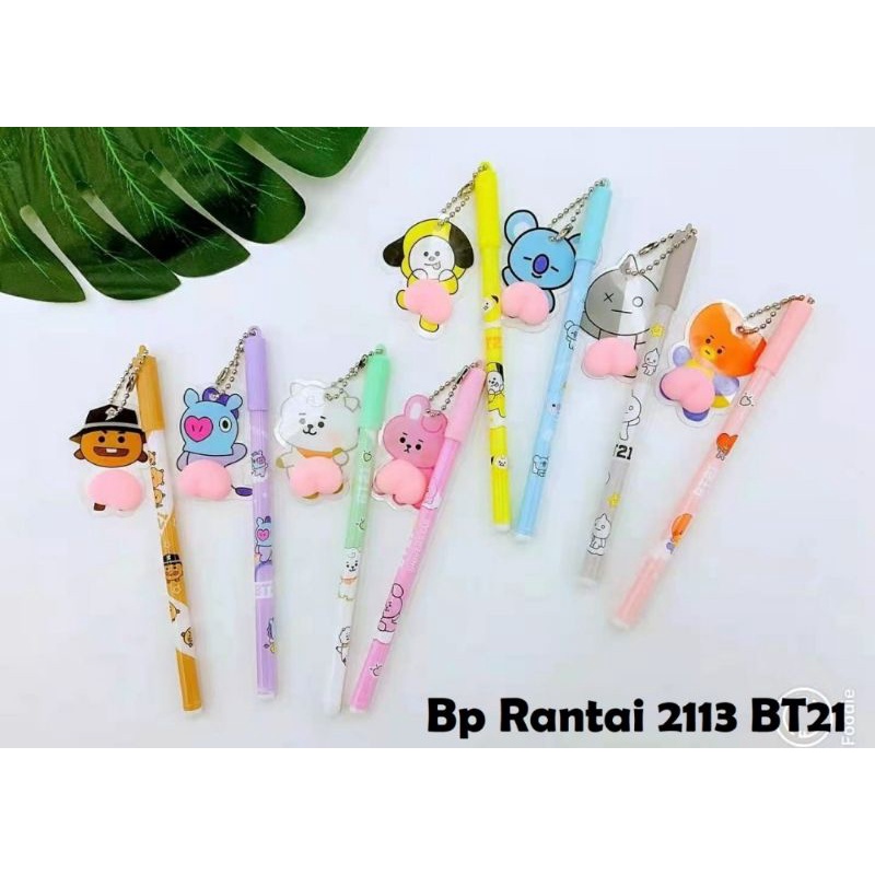 

[12pcs] Gelpen Rantai BTS Kartun / Pulpen unik lucu / Pulpen Tinta untuk sekolah