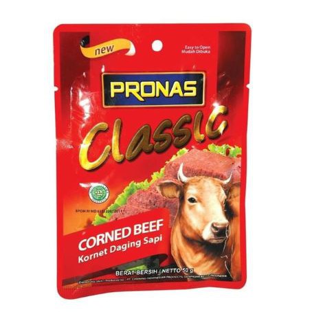 Pronas Corned Beef Classic Kornet Daging Sapi Original 50 g - Halal