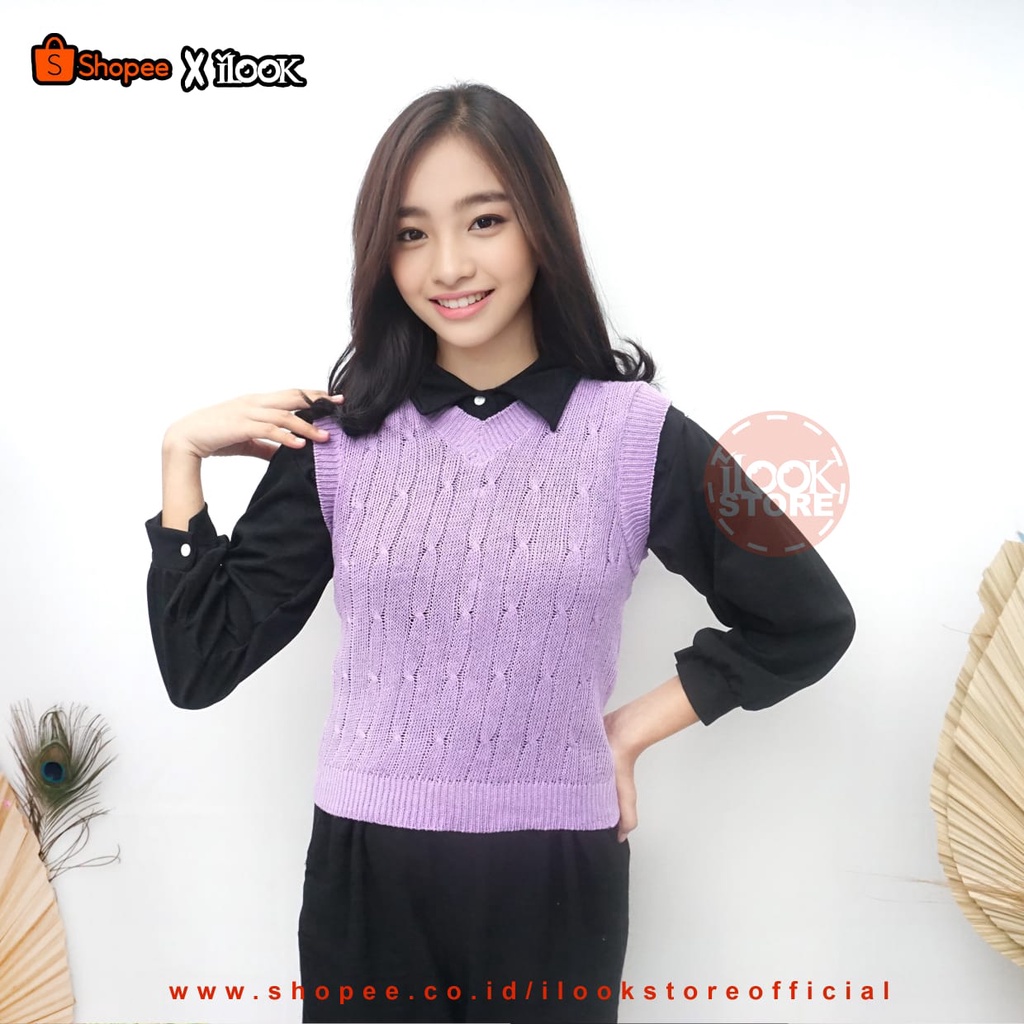 ilook | Vest Rajut Cable | Rompi Rajut Wanita
