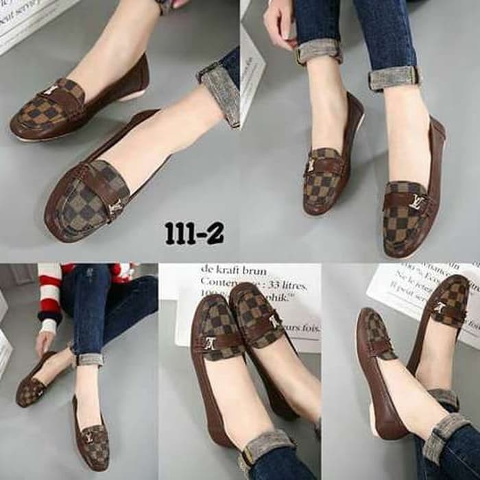 FLAT SHOES TERMURAH SEPATU WANITA LV BM58 COKLAT