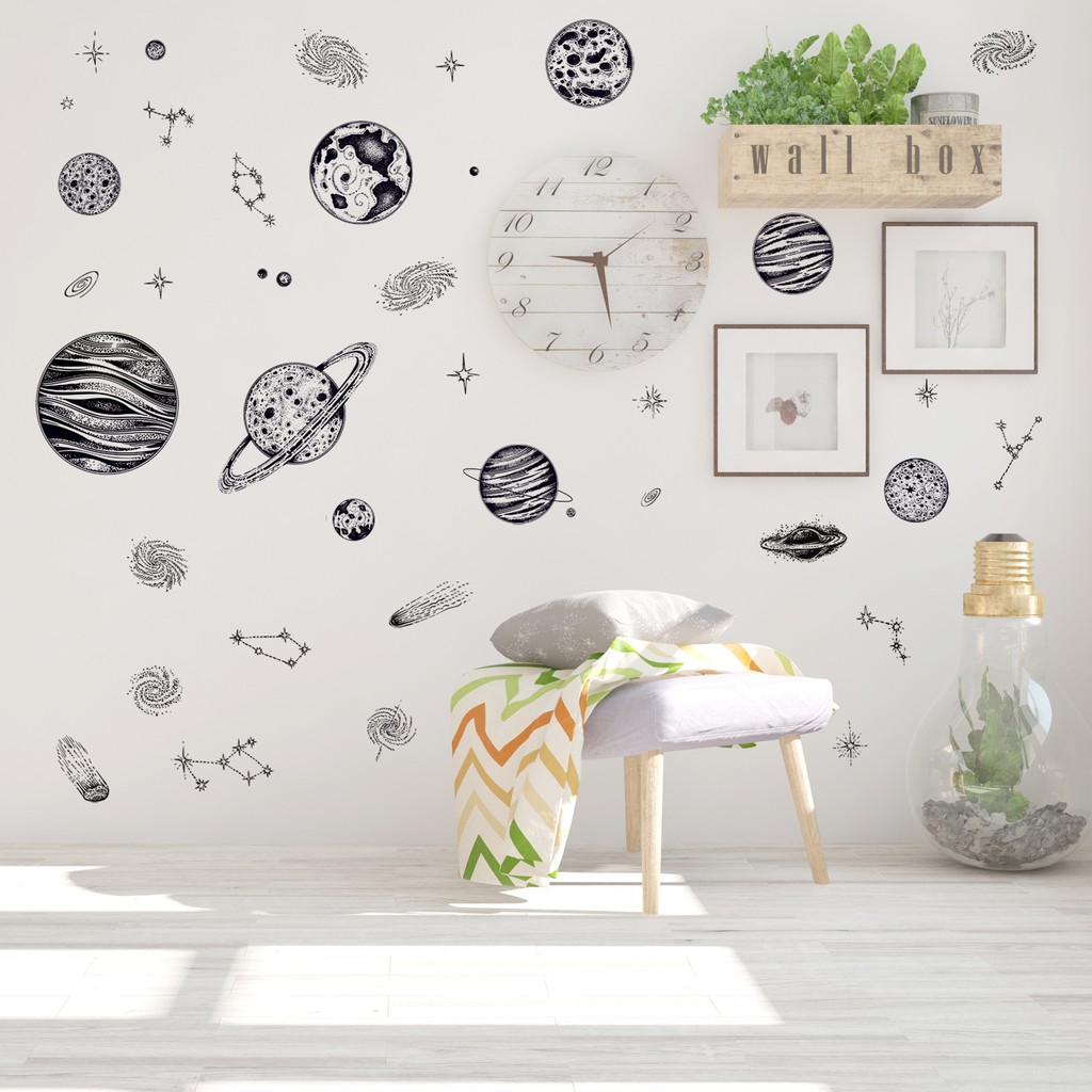 Reliza Wall Sticker Planet Luar Angkasa Tata Surya Study Anak Stiker Dinding JM7363