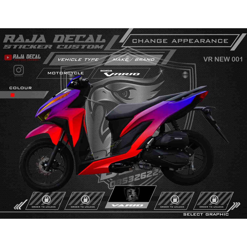 decal stiker full body vario new 125 dan 150 Gradasi Polos VR008