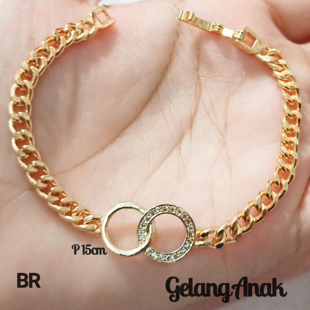 Gelang TITANIUM Anak Rantai Mata Varian motif Perhiasan Anak Gold (COD)