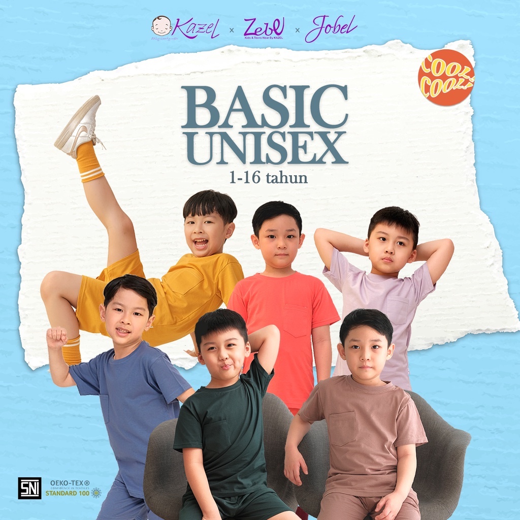 Baju Bayi Kaos Atasan Anak Kazel Tshirt Basic Pocket Unisex1-5 Tahun (1Pcs)