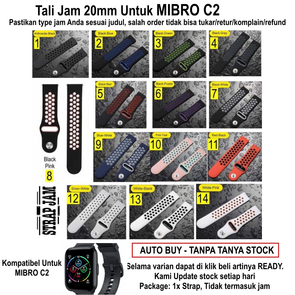 NKL Tali Jam Tangan Mibro C2 - Strap 20mm Silikon Model Nike Sporty