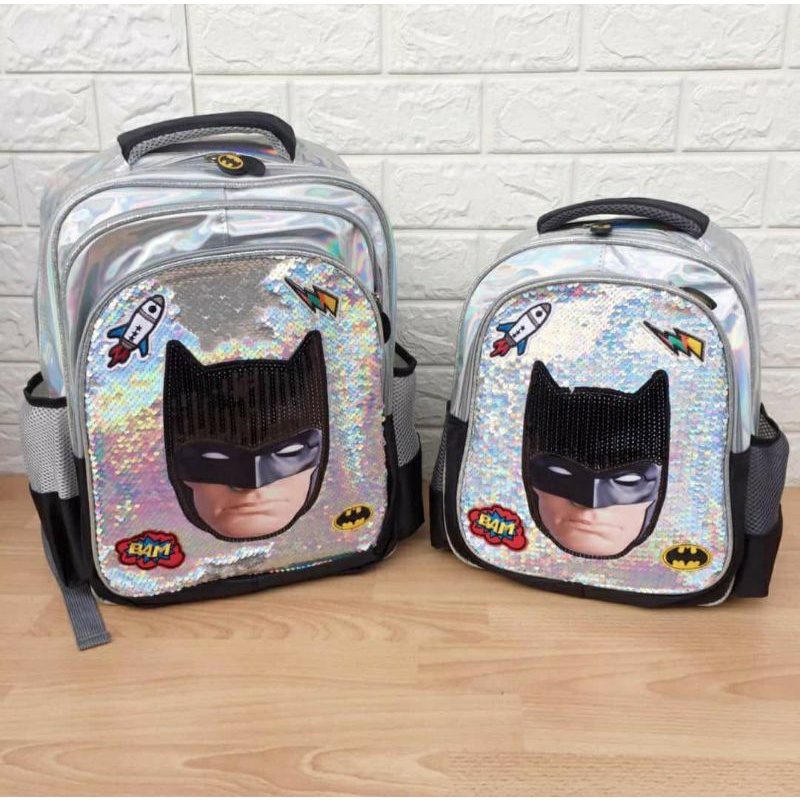 Tas Sekolah Ransel Anak SD dan TK dan Paud Tas Sequin Superhero Backpack Import Anak Laki - Laki