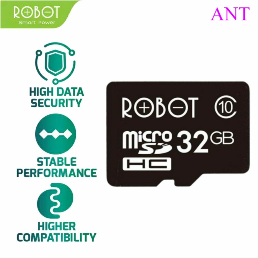 MEMORI MicroSD ROBOT Storage 32GB Class 10 Micro SD TF Card with - Garansi Resmi 1 Tahun ANT