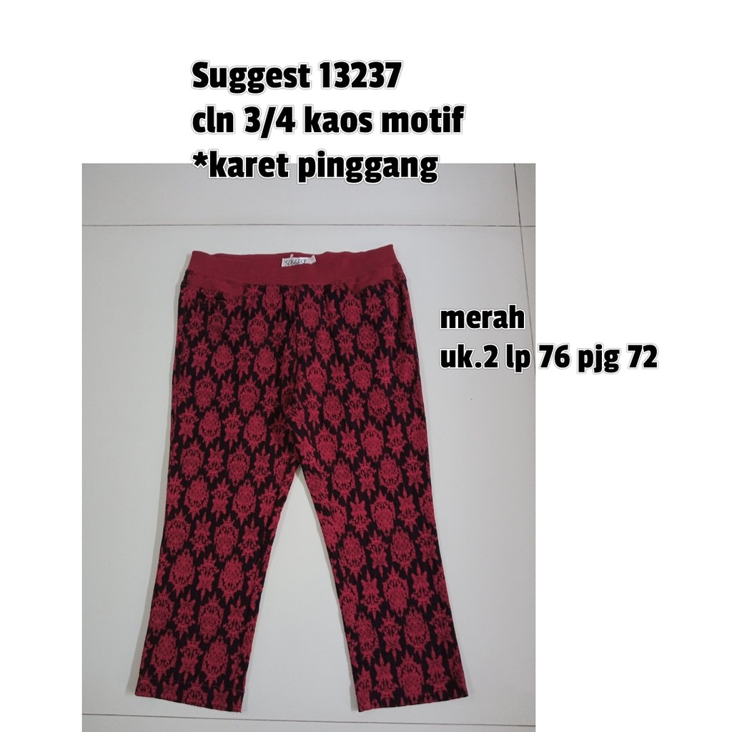 Celana 7/8 wanita import Suggest 13237  bhn stretch motif