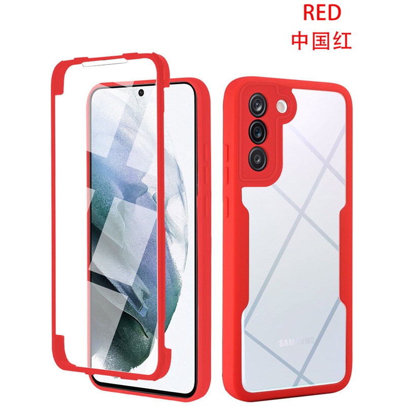 Oppo A96 A76 A15 A15s A16 A54 A55 A74 A52 A92 A95 A53 A33 A5 A9 2020 Reno 5F Case 360sarung Pelindung Full Body-Red