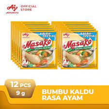 

Masako Bumbu Kaldu Penyedap Rasa Ayam Kemasan 1 renteng (12 pcs)