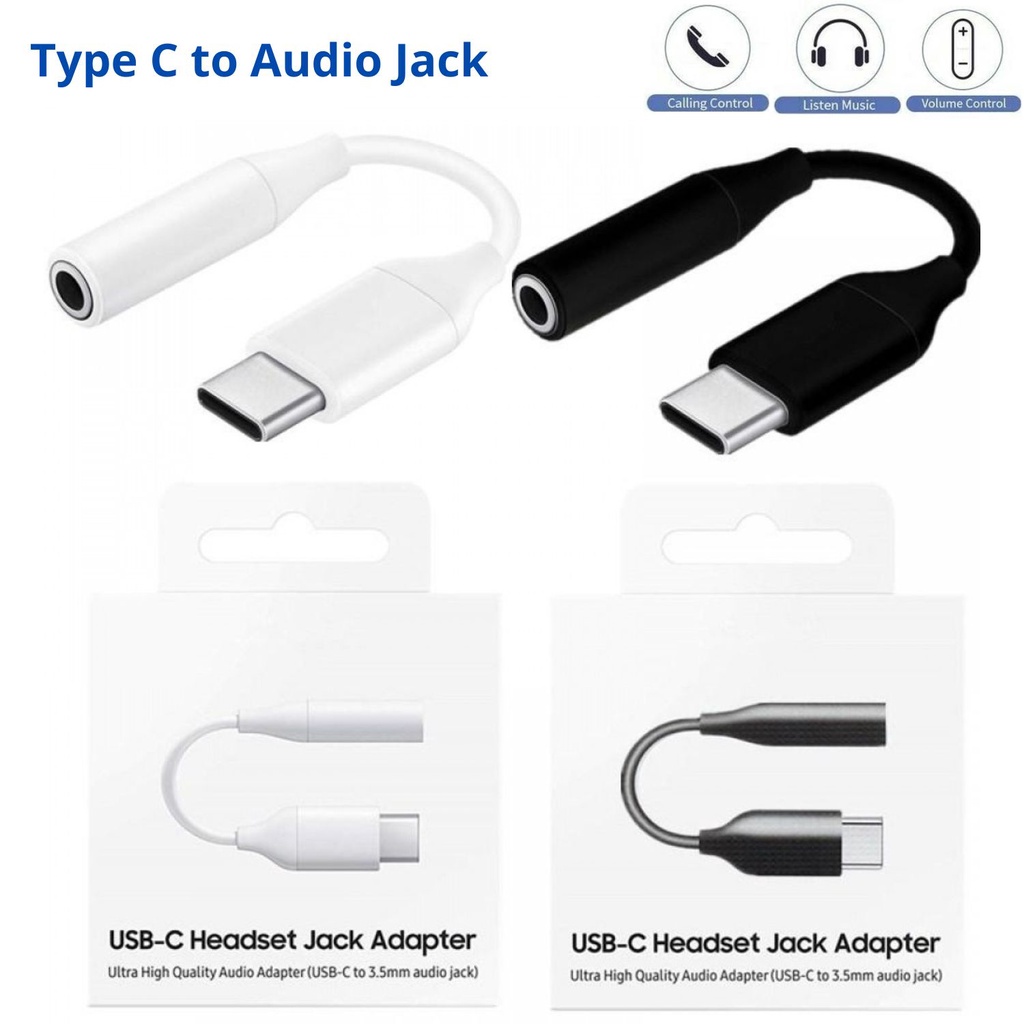 Kabel Audio Jack Samsung Type C - Converter Adapter Tipe C to Headset Jack 3.5mm for Samsung A33 A53 A73 S20 S21 S22 Note 10 20 21 22 / Poco X3 F3 F4