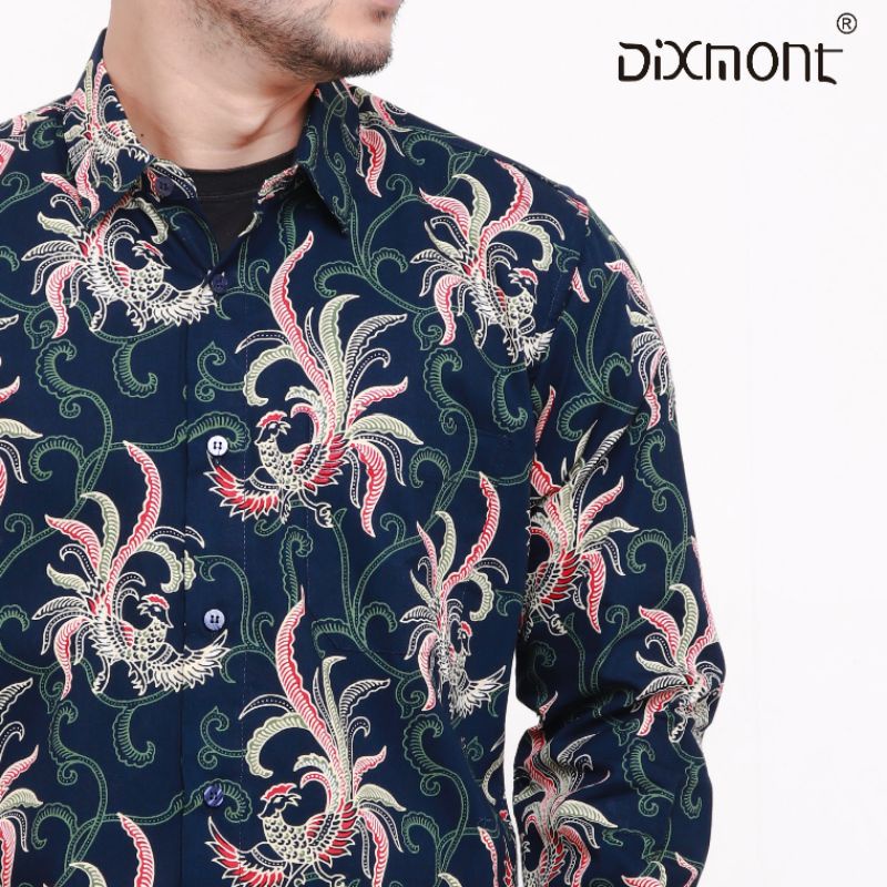 Dixmont Kemeja Pria Batik Panjang Hem BL00421