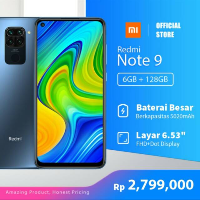 [KOMBO HEMAT] Redmi Note 9 (6GB+128GB) HelioG85 48MP QuadKamera