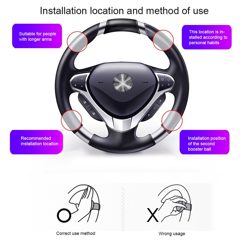 Booster Roda Universal Rotasi 360derajat Metal Bearing Power Gagang Mobil Bola Turning Steering Hand Control Shaped Helper Spinner Knob