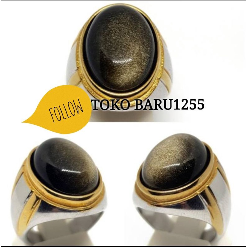BATU CINCIN NATURAL BULU MONYET BERKELIP BERGOYANG 3D