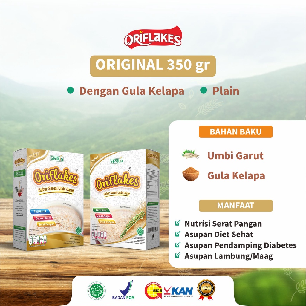 

Oriflakes sereal umbi garut solusi maag & asam Lambung 350 gr-Original