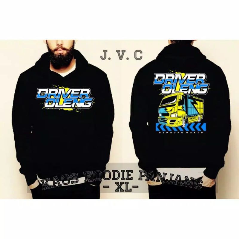 Fourfashion Kaos Pria Hodie Lengan panjang DRIVER OLENG HD05