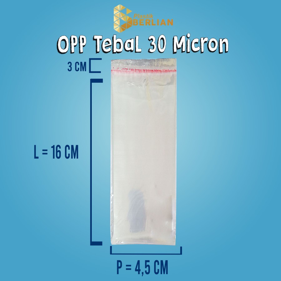 

4,5 X 16 cm Plastik OPP TEBAL 30 MICRON (100 lbr)