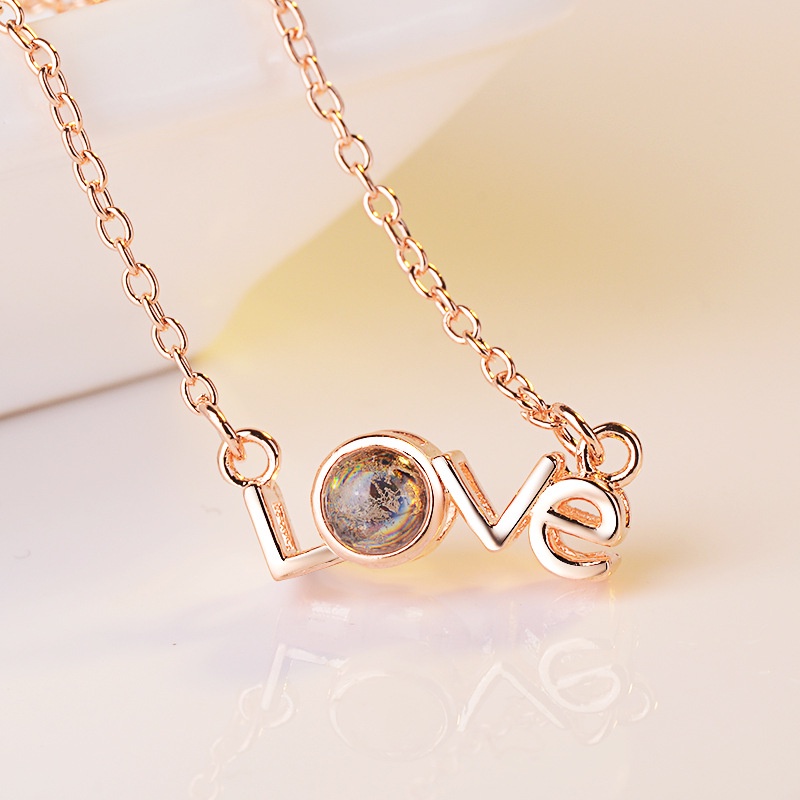 [Ready Stock]Stylish and Simple Personality Plated 925 Silver Love Necklace