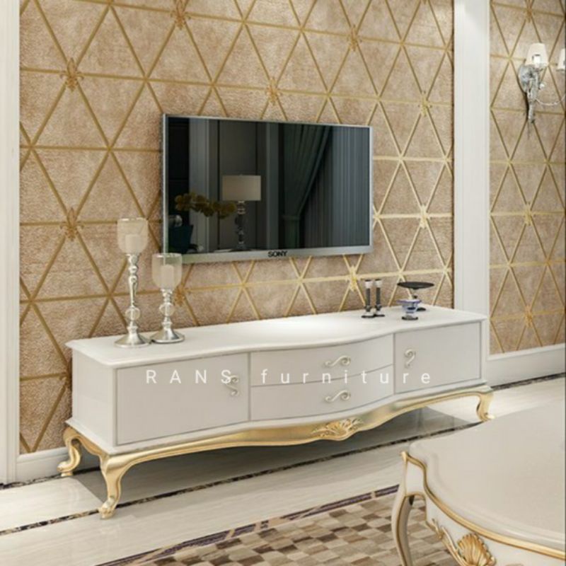 konsol tv/meja tv/console tv duco putih/cabinet tv duco putih