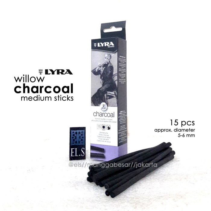 

(BISA COD) Lyra Willow Charcoal Medium Sticks 15 pcs