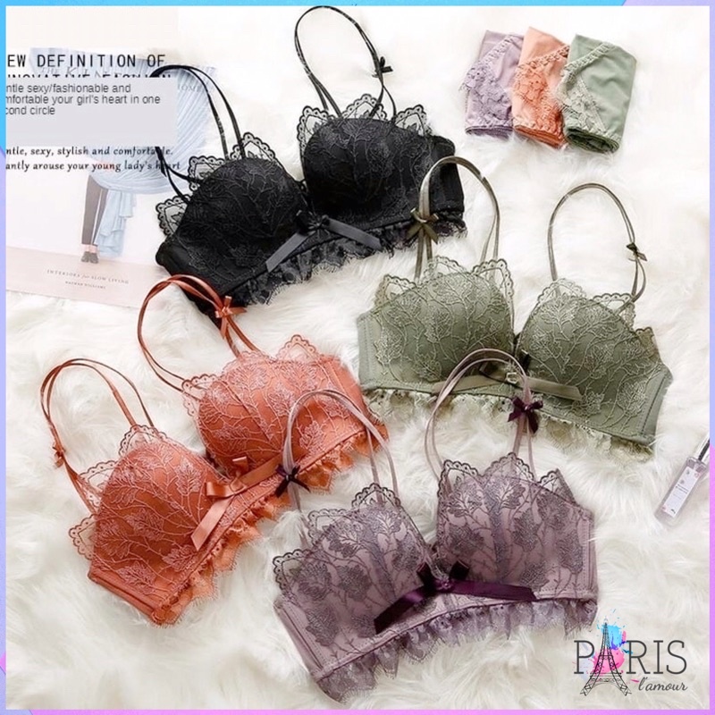 PARIS Bra Push Up Bordir Bunga Renda Nyaman Pakaian Dalam Wanita 1111