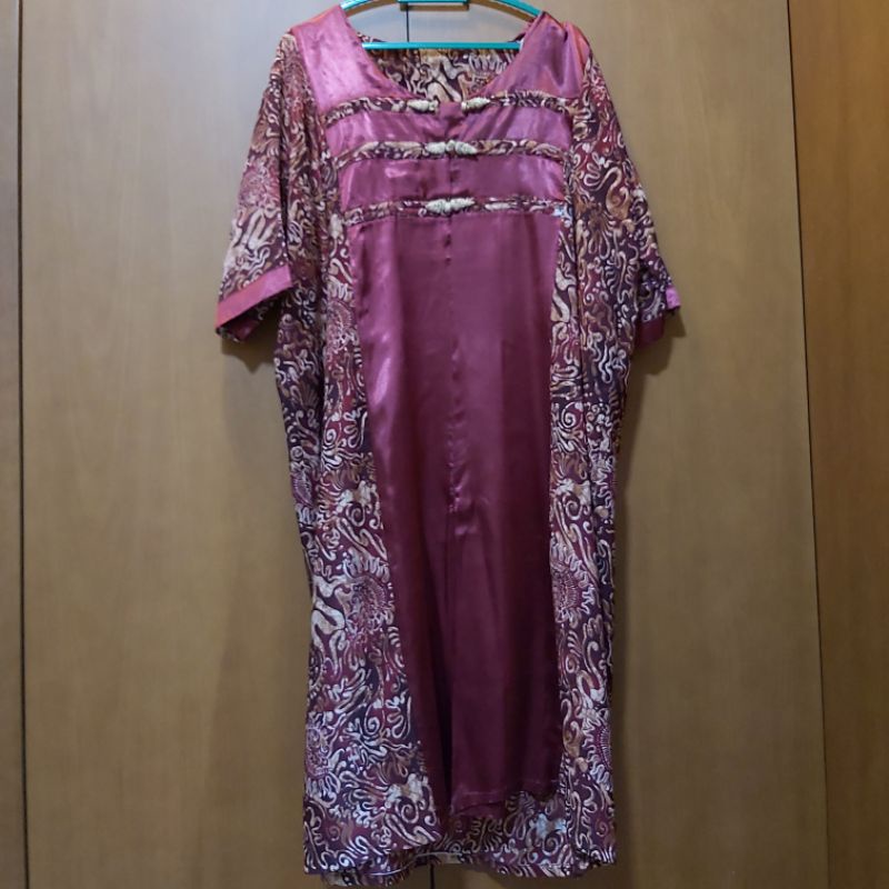dress cheongsam batik merah tua jumbo big size imlek