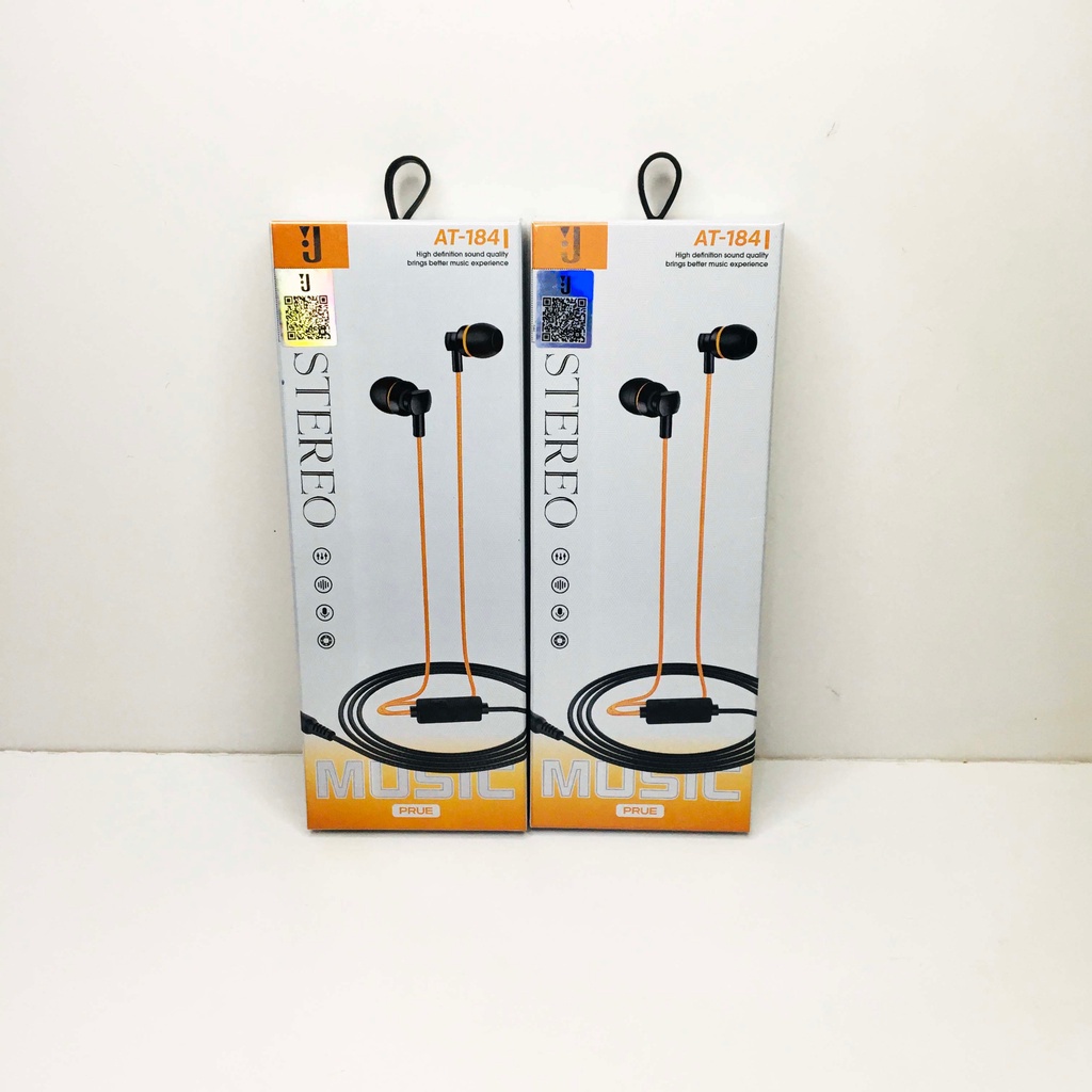 Earphone T184 stereo bass music telfon headset mic