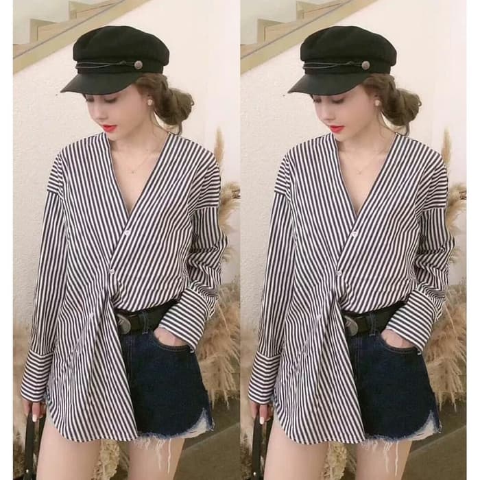 [Kemeja Deiva Hitam SW]Kemeja wanita katun hitam