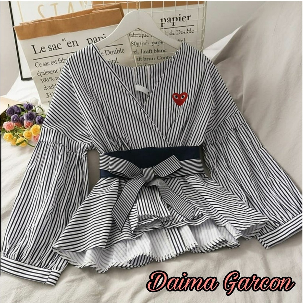 *[HNFK] Blouse Korea / Blouse Wanita Terbaru / Atasan Korea Termurah / Blouse Motif-DAIMA HITAM