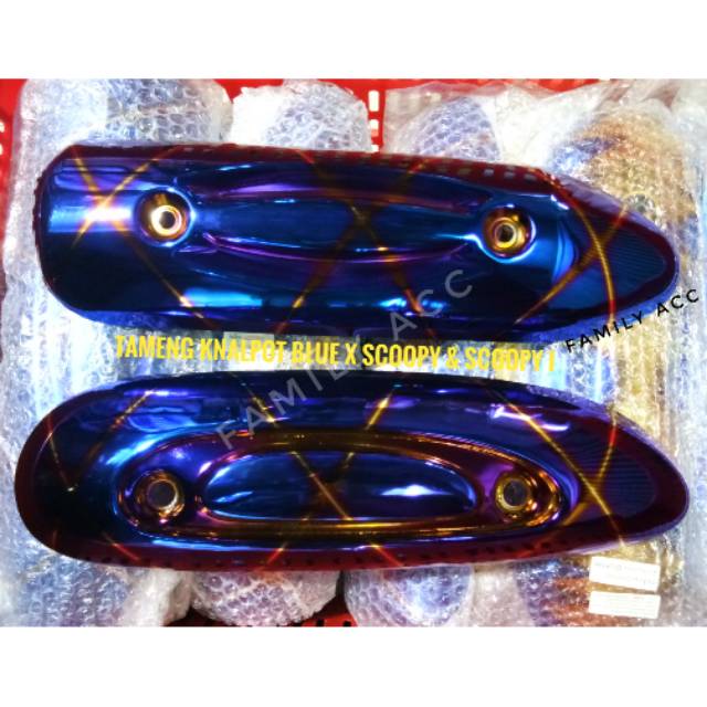 Cover Tameng Knalpot Blue X Scoopy Karbu - Scoopy Fi - Scoopy Esp Heng