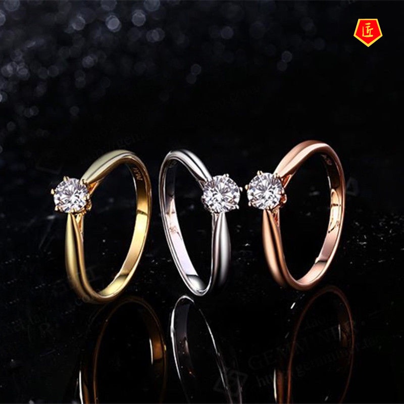 [Ready Stock]Simple Classic 925 Silver Inlaid Diamond Ring