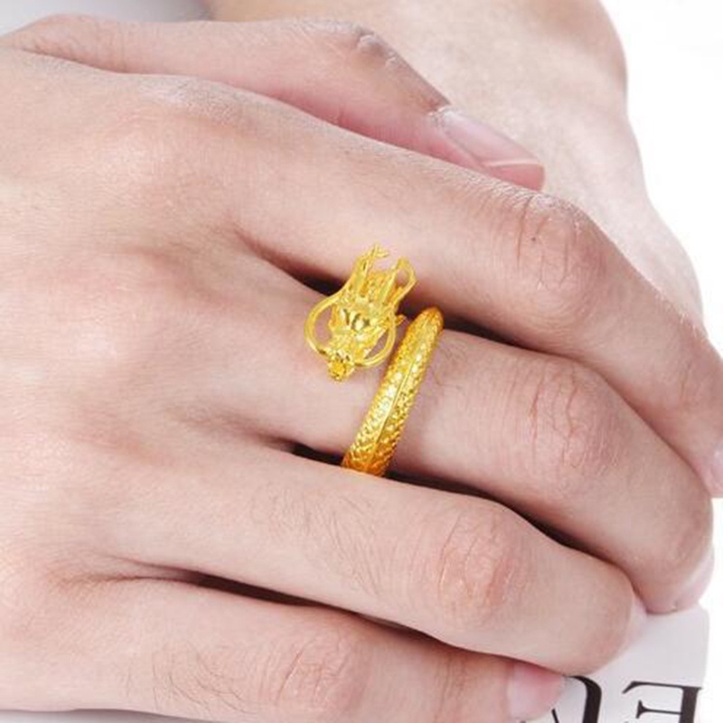 Cincin Emas 24k Model Timbul Campur Dapat Disesuaikan Untuk Pria