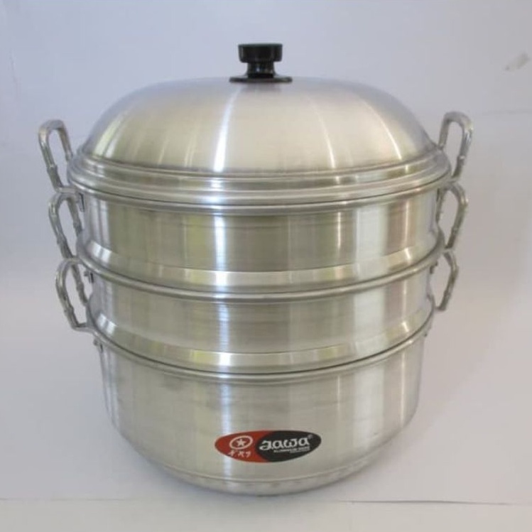 LANGSENG STEAMER KUKUS ORIGINAL LOGAM JAWA MASPION DANDANG ALUMUNIUM KUKUS MAKANAN 3 SUSUN DIAMETER 33CM