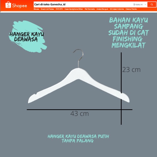HANGER BAJU KAYU DEWASA HANGER DISPLAY HANGER DISTRO HANGER KAYU MURAH
