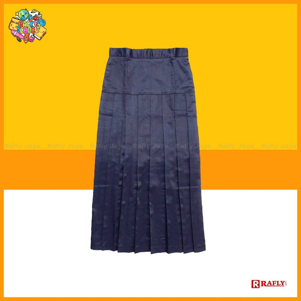 Rok SMP Biru Dongker Navy Rempel Bawah Pinggang Panjang - Seragam Sekolah SMP / Rafly Jaya