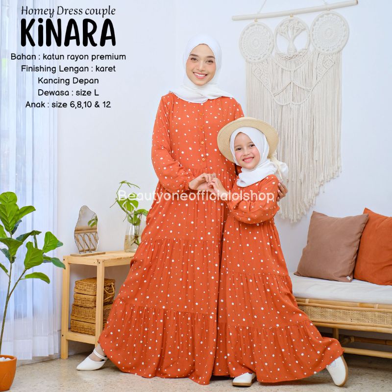 TERLARISS!! Gamis Dewasa Jumbo/Homey Dress KINARA/Gamis Couple Ibu &amp; Anak/Gamis Rayon/Dress Rayon/Bahan Katun Rayon Premium