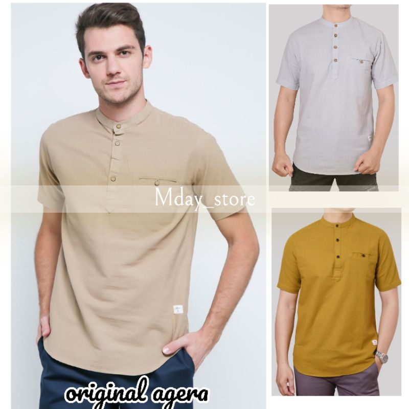 Agera vintage baju kemeja koko pria lengan pendek kancing 1/2 soft cotton original terbaru original
