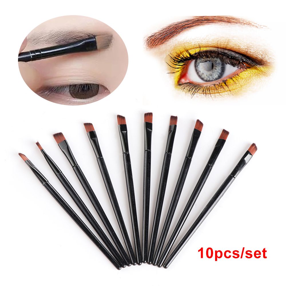 10pcs / Set Brush Alis / Eyeliner / Blending Profesional Untuk Makeup / Kosmetik Wanita