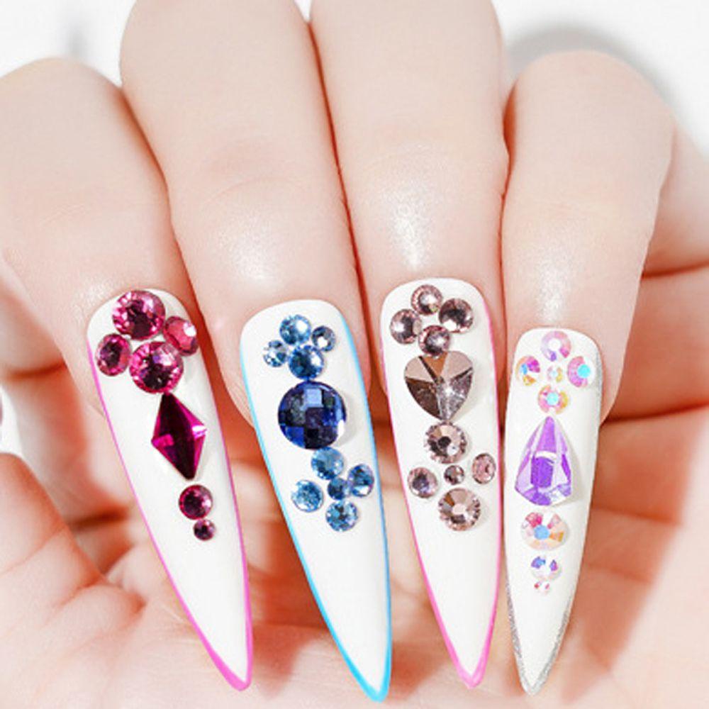 Mxbeauty Ornamen Berlian Imitasi Bentuk Water Drop 3D Warna-Warni Untuk Nail Art