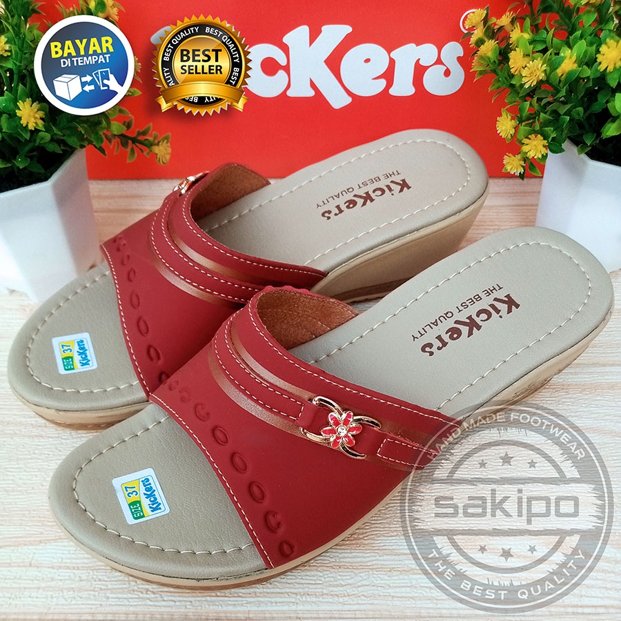 HUJAN PROMO 7.7 !! SANDAL WANITA DEWASA WEDGES SLOP MURAH TRENDI NYAMAN DIPAKAI / SAKIPO-Marun