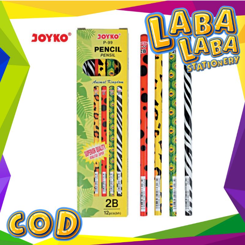 

LabaLabaStationery Pensil Joyko 2B P-99 Motif Binatang (Lusin)