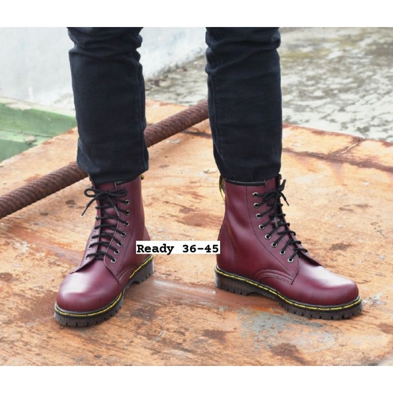 Kickers Pria Wanita Big Size 36-45 Boots Outdoors Kulit 8Hole Premium Empuk Size JUMBO Ori, 45