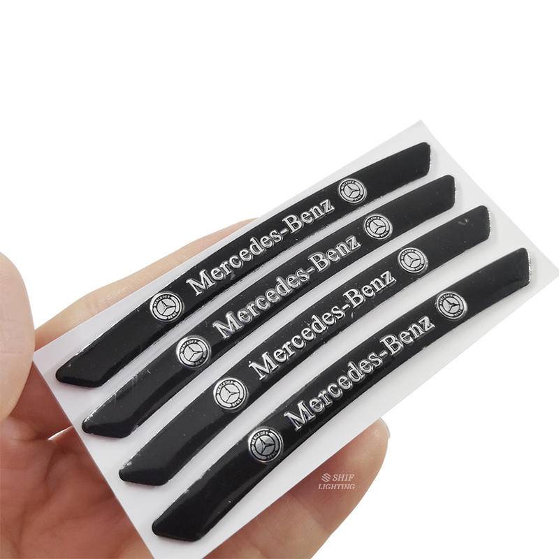 4pcs Stiker Emblem Logo Mercedes Benz Bahan Aluminum Untuk Dekorasi Velg Mobil