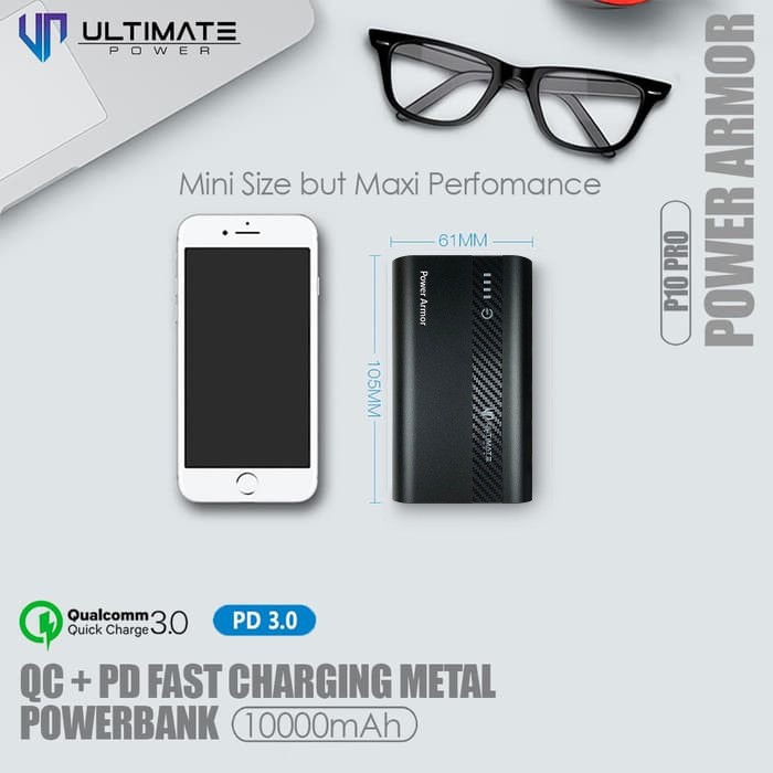 Power bank 10000mAh P10 Pro QC+PD Fast Charging Metal Ultimate Power  Original100%