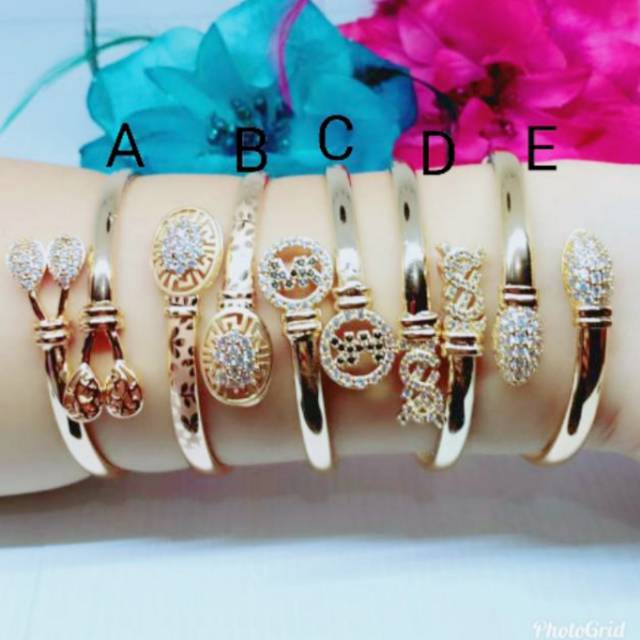 Gelang bangle permata zircon lapis emas 18 k